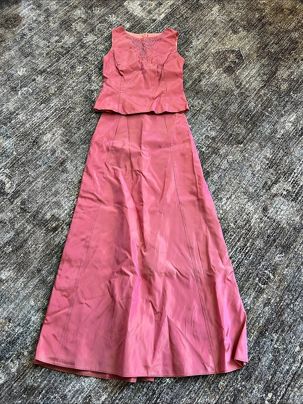 Jessica McClintock Millennium 2000 Embroidered Two-Piece Maxi in Pink Size 10